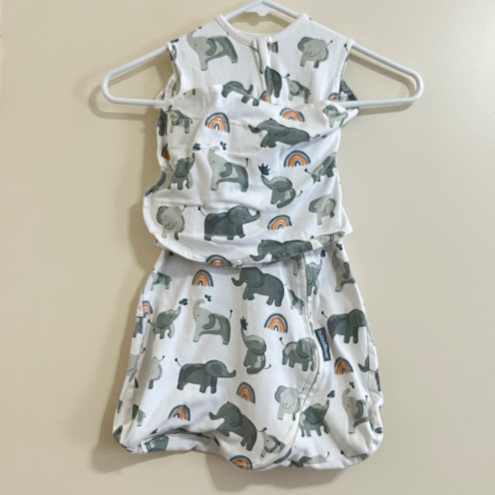 SwaddleMe Baby Sleep Sack 14-18 Lbs Elephant Rainbow‎ Cotton Dual Zip Blanket.